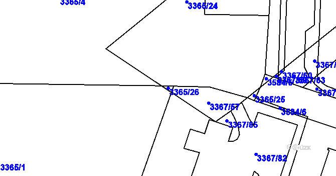 Parcela st. 3365/26 v KÚ Vyškov, Katastrální mapa
