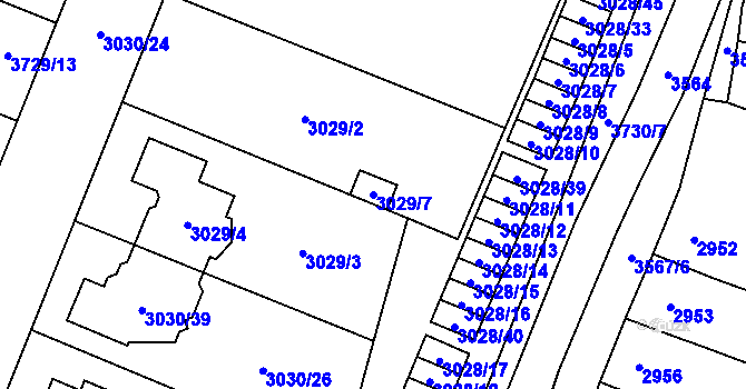 Parcela st. 3029/7 v KÚ Vyškov, Katastrální mapa