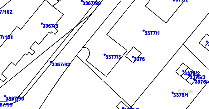 Parcela st. 3377/3 v KÚ Vyškov, Katastrální mapa