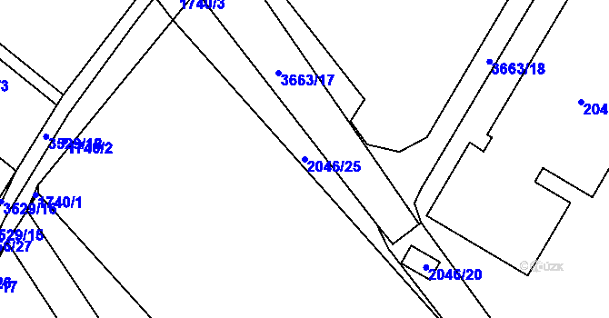 Parcela st. 2046/25 v KÚ Vyškov, Katastrální mapa