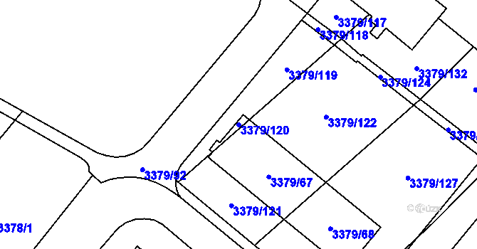 Parcela st. 3379/120 v KÚ Vyškov, Katastrální mapa