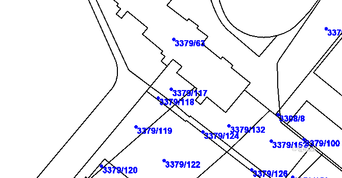 Parcela st. 3379/117 v KÚ Vyškov, Katastrální mapa