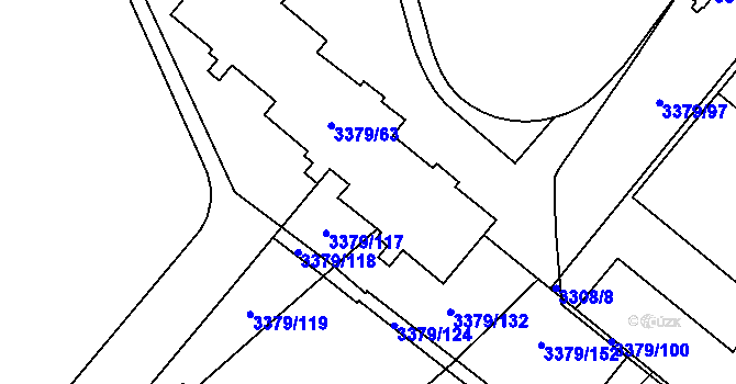 Parcela st. 3379/116 v KÚ Vyškov, Katastrální mapa
