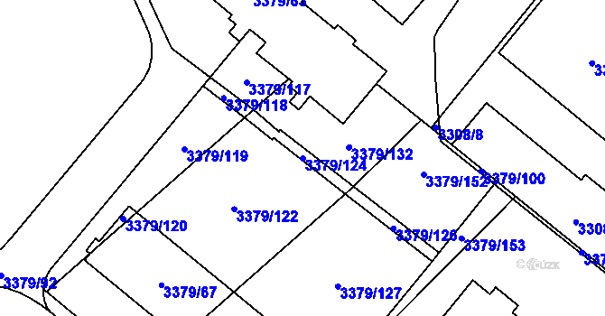 Parcela st. 3379/124 v KÚ Vyškov, Katastrální mapa