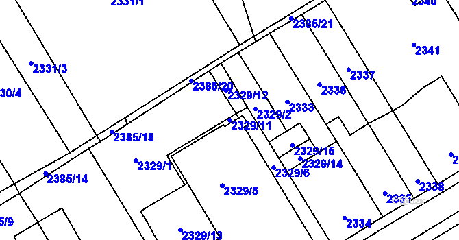 Parcela st. 2329/11 v KÚ Vyškov, Katastrální mapa