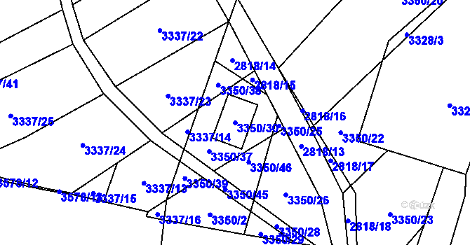 Parcela st. 3350/30 v KÚ Vyškov, Katastrální mapa