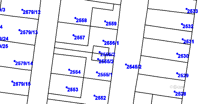 Parcela st. 2556/2 v KÚ Vyškov, Katastrální mapa