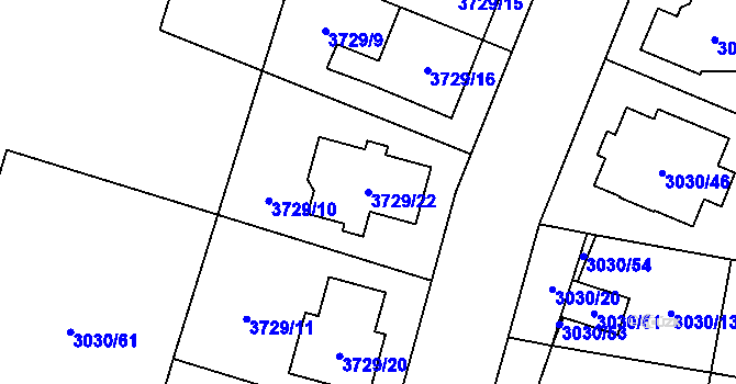 Parcela st. 3729/22 v KÚ Vyškov, Katastrální mapa