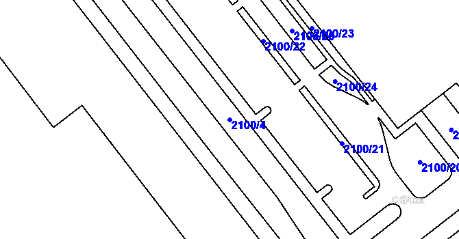 Parcela st. 2100/4 v KÚ Vyškov, Katastrální mapa