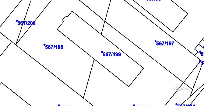Parcela st. 567/201 v KÚ Vyškov, Katastrální mapa