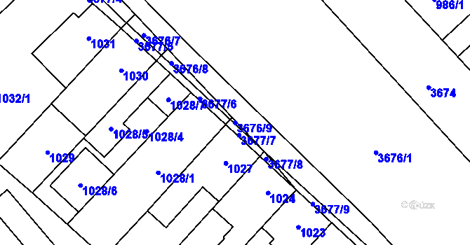 Parcela st. 3676/9 v KÚ Vyškov, Katastrální mapa