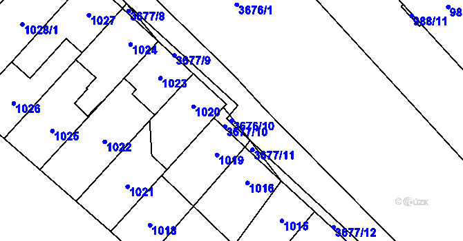 Parcela st. 3676/10 v KÚ Vyškov, Katastrální mapa