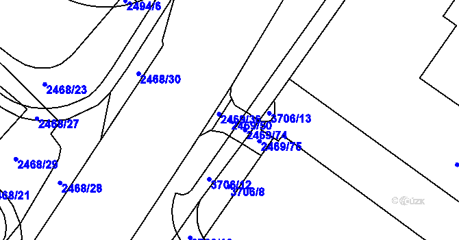 Parcela st. 2469/50 v KÚ Vyškov, Katastrální mapa