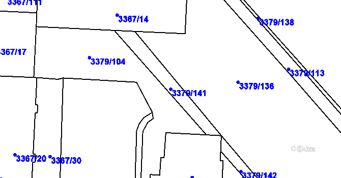 Parcela st. 3379/141 v KÚ Vyškov, Katastrální mapa