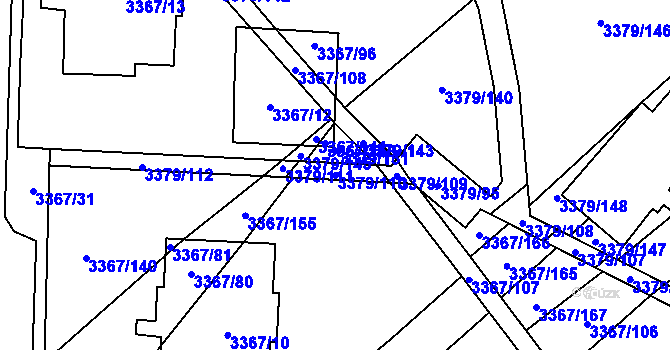 Parcela st. 3379/110 v KÚ Vyškov, Katastrální mapa