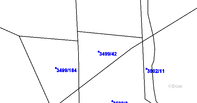 Parcela st. 3499/42 v KÚ Vyškov, Katastrální mapa