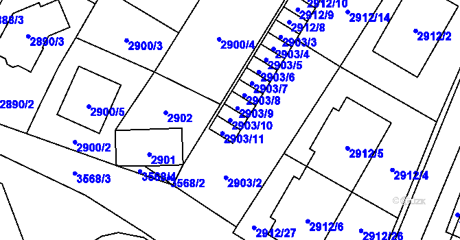 Parcela st. 2903/10 v KÚ Vyškov, Katastrální mapa