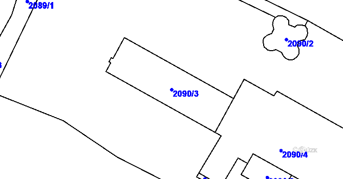 Parcela st. 2090/3 v KÚ Vyškov, Katastrální mapa