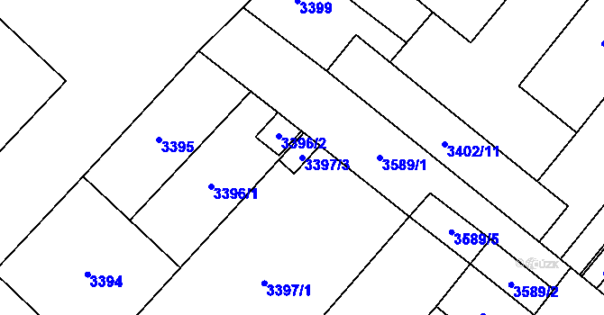 Parcela st. 3397/3 v KÚ Vyškov, Katastrální mapa