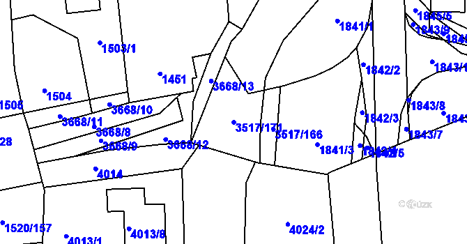 Parcela st. 3517/171 v KÚ Vyškov, Katastrální mapa