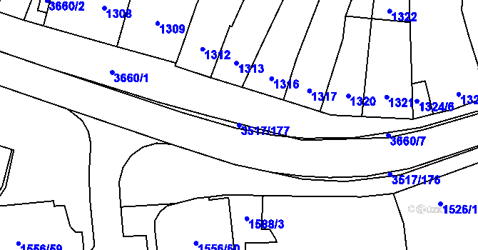 Parcela st. 3517/177 v KÚ Vyškov, Katastrální mapa