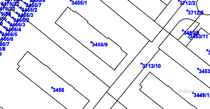 Parcela st. 3455/10 v KÚ Vyškov, Katastrální mapa