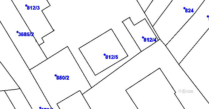 Parcela st. 812/5 v KÚ Vyškov, Katastrální mapa