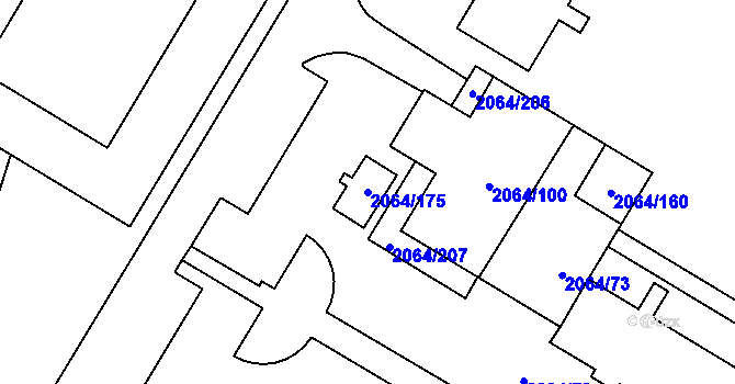 Parcela st. 2064/175 v KÚ Vyškov, Katastrální mapa