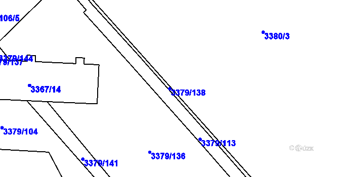 Parcela st. 3379/138 v KÚ Vyškov, Katastrální mapa