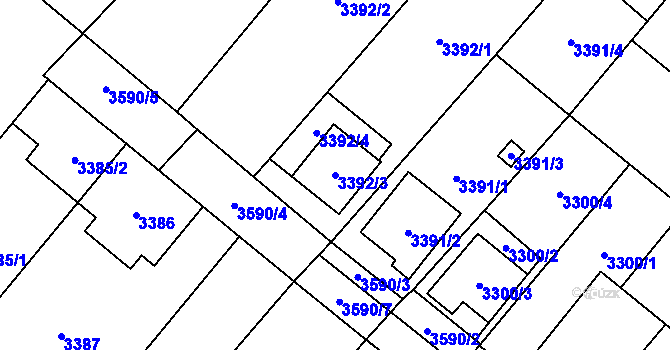 Parcela st. 3392/3 v KÚ Vyškov, Katastrální mapa