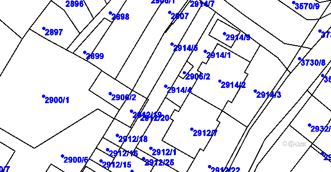 Parcela st. 2914/4 v KÚ Vyškov, Katastrální mapa