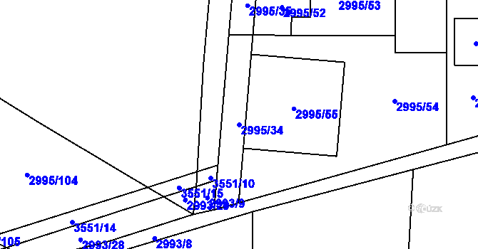 Parcela st. 2995/34 v KÚ Vyškov, Katastrální mapa