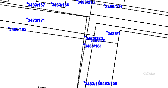 Parcela st. 3483/161 v KÚ Vyškov, Katastrální mapa