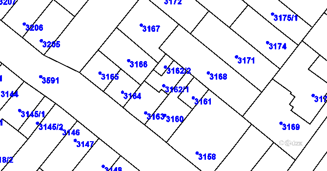 Parcela st. 3162/1 v KÚ Vyškov, Katastrální mapa