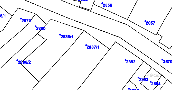 Parcela st. 2887/1 v KÚ Vyškov, Katastrální mapa