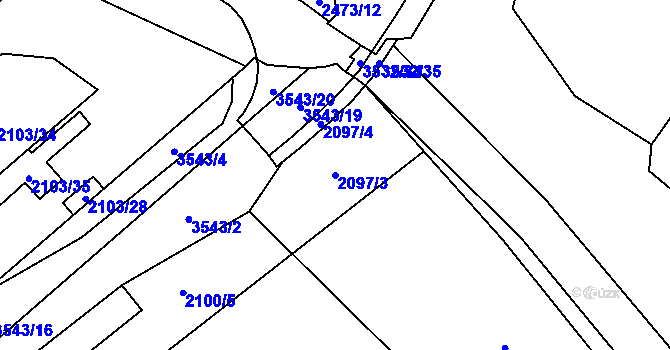 Parcela st. 2097/3 v KÚ Vyškov, Katastrální mapa