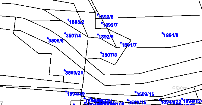 Parcela st. 3507/8 v KÚ Vyškov, Katastrální mapa