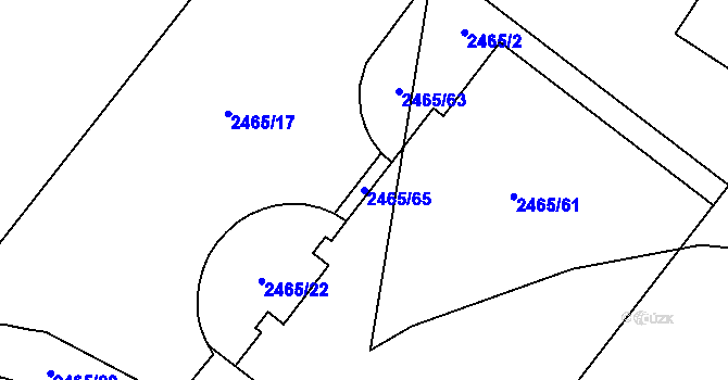 Parcela st. 2465/65 v KÚ Vyškov, Katastrální mapa