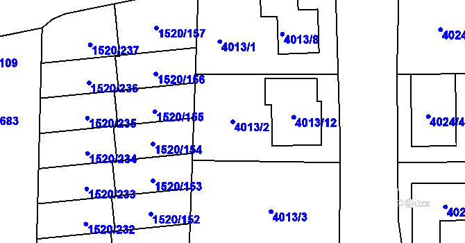 Parcela st. 4013/2 v KÚ Vyškov, Katastrální mapa