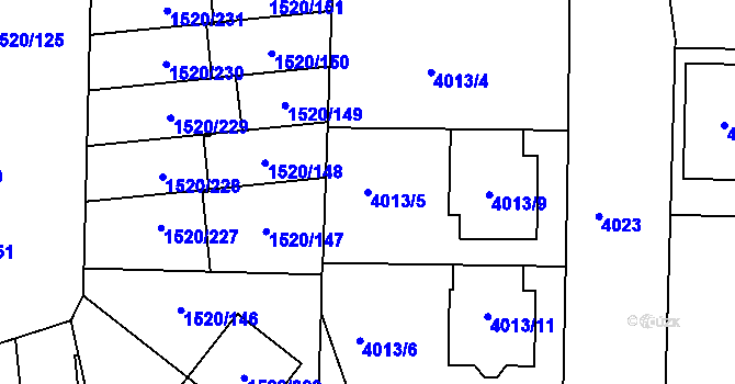 Parcela st. 4013/5 v KÚ Vyškov, Katastrální mapa