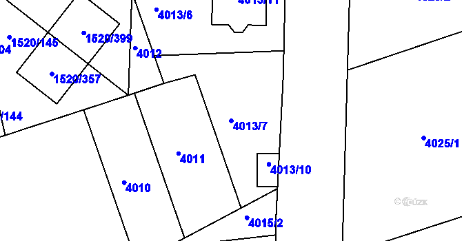 Parcela st. 4013/7 v KÚ Vyškov, Katastrální mapa