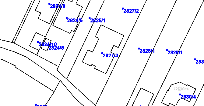 Parcela st. 2827/3 v KÚ Vyškov, Katastrální mapa