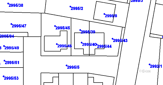 Parcela st. 2995/40 v KÚ Vyškov, Katastrální mapa