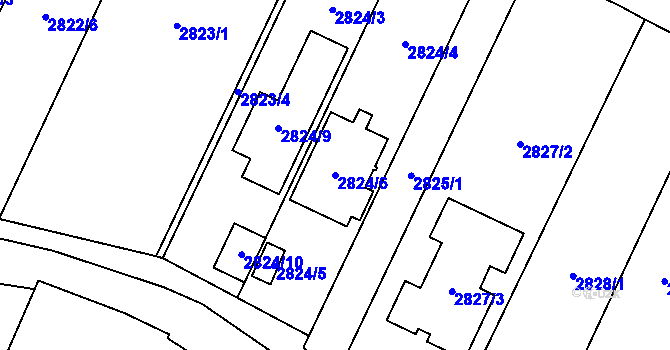 Parcela st. 2824/6 v KÚ Vyškov, Katastrální mapa