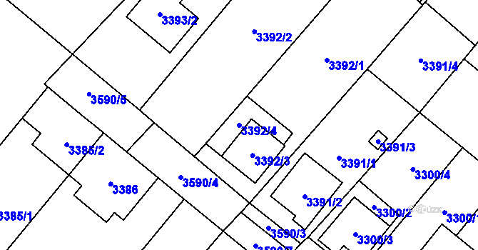 Parcela st. 3392/4 v KÚ Vyškov, Katastrální mapa