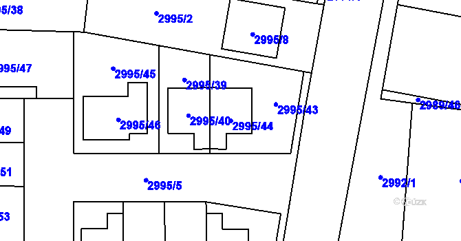 Parcela st. 2995/44 v KÚ Vyškov, Katastrální mapa