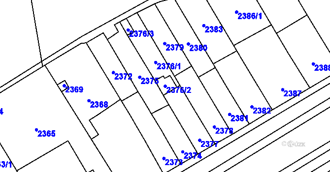 Parcela st. 2376/2 v KÚ Vyškov, Katastrální mapa