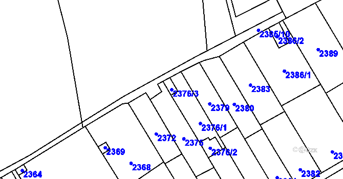 Parcela st. 2376/3 v KÚ Vyškov, Katastrální mapa