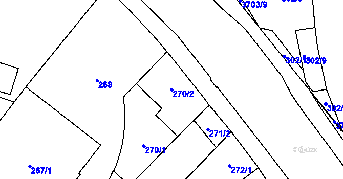 Parcela st. 270/2 v KÚ Vyškov, Katastrální mapa