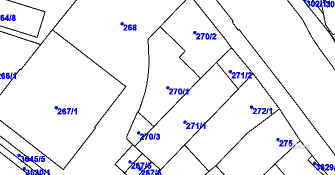 Parcela st. 270/1 v KÚ Vyškov, Katastrální mapa